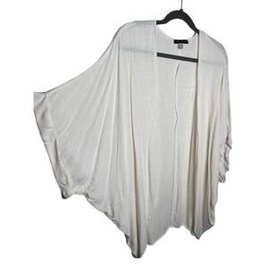Final Touch White/ Cream Bat Wing Open Front Cardigan Size Large